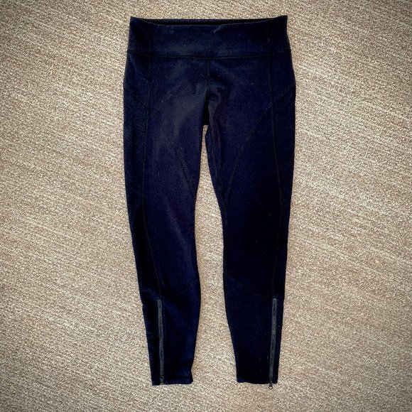 Lululemon Black Full Length Wunder Under Runner Leggings with Zippered Ankles - Picture 1 of 8